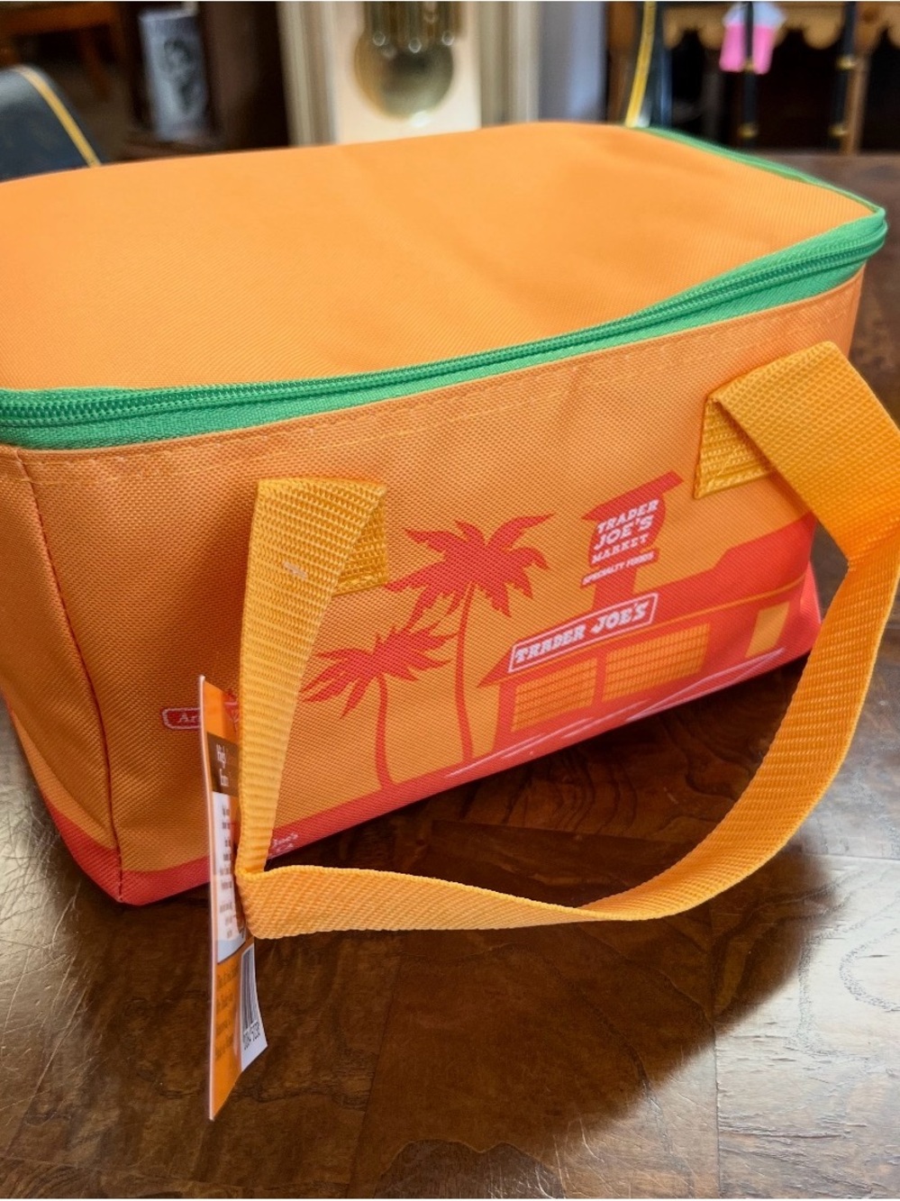 Trader Joe's Orange Insulated Cooler Tote with Green Trim